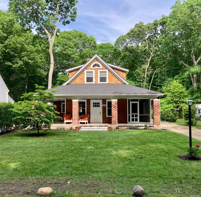 This home at 4845 South Harbor Road, Southold, is a truly unique and meticulously renovated craftsman cottage that is comfortable and charming. You are steps away from one of the finest beaches on the North Fork, South Harbor beach. Popular wineries Croteaux and Mattabella are down the street, and Greenport Village is ten-minute drive. The house has a lovely wraparound porch plus a screened in porch. The backyard has a spacious back patio, gas grill, and dining table with chairs. This is really a fantastic location to enjoy the North Fork! RP# 0424