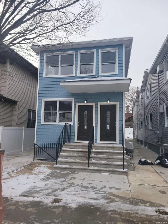 New construction 2 family house Build on 17x80 each floor is about 1360 square fool 3 large bedroom on each floor, 2 full bath on each floor, full basement with tiles and 1 full bath, separate electric and gas meter for each floor, private drive and nice backyard.