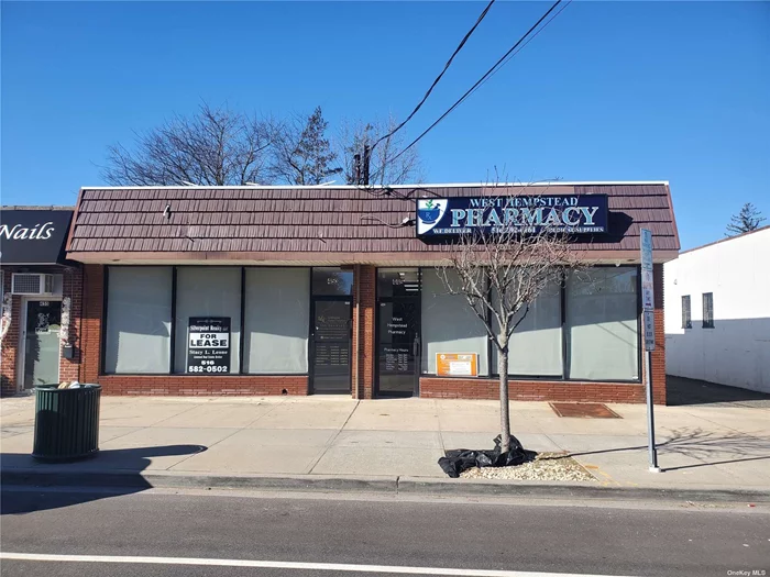 Prime location, well-maintained retail storefront in the heart of West Hempstead, approximately 1, 100 sq ft, egress and parking for one vehicle.
