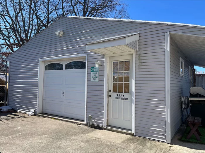 Stand alone garage available for lease! 576 sq ft with 1/2 bathroom and 2 parking spaces. Perfect for car enthusiast, woodworking, craftsman shop, small contractor, equipment storage, contractor office space, packing and shipping, etc. Centrally located on Montauk Highway, set back behind retail shops, close to Nichols Road.