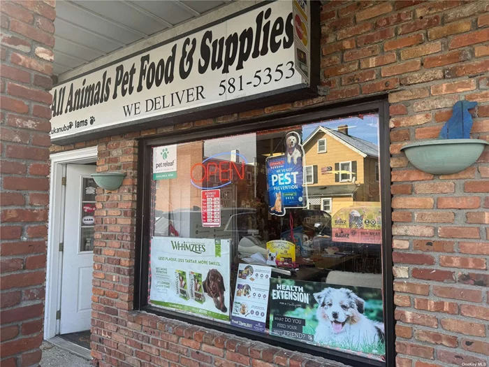All Animals Pet Food & Supplies 117 West Main Street East Islip, NY  Family Run Business, 27 Years. Owners Retiring Small Retail Pet Food & Supplies 800 Square Feet Turn Key Operation with 30% of Business In-House Delivery  Rent: $1950 per month (Landlord willing to give 5 year lease renewal option) Gross Sales: $10-12k Per Month Landlord Supplies Central Air and Gas Heat- Included in Lease  Inventory Value: Approximately $15, 000.00  Cost $75, 000 + Inventory ($15, 000.00)