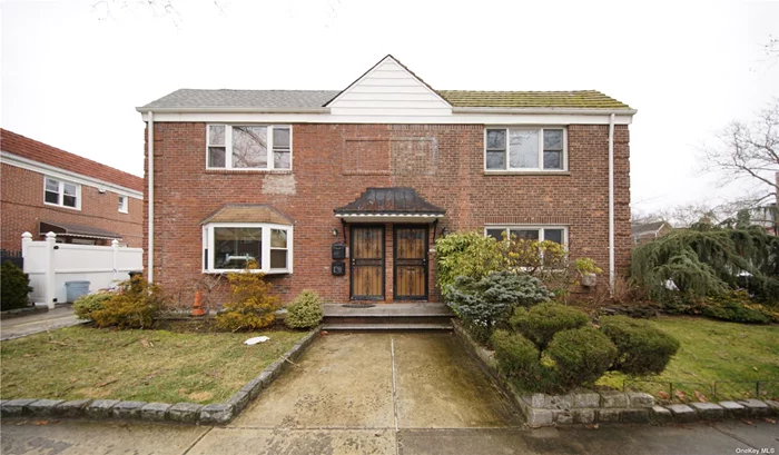 Beautiful corner 2 family home in Fresh Meadows. first floor and second floor both were renovated about 5 years ago. new roof. First floor features a living room, dining room,  kitchen, 1 bathroom and 2 bedrooms. Second floor features a separate entrance, living room, dining room, newly renovated kitchen, 2 bedrooms (can be converted to 3 bedrooms), and 1 bathroom. Basement features a separate entrance, family room. 2 car garages, additional parking space in yard. 3 electric meters, 2 gas meters, separated heating systems, corner property; soaks up a lot of natural light at all times of the day. The tenants pay their own heat. each unit has own washer and dryer. Near a diverse selection of shops and restaurants. Close to the Q46 bus. Steps away from Cunningham Park, making this home a tranquil and quiet place to live. Come quickly, priced to sell!