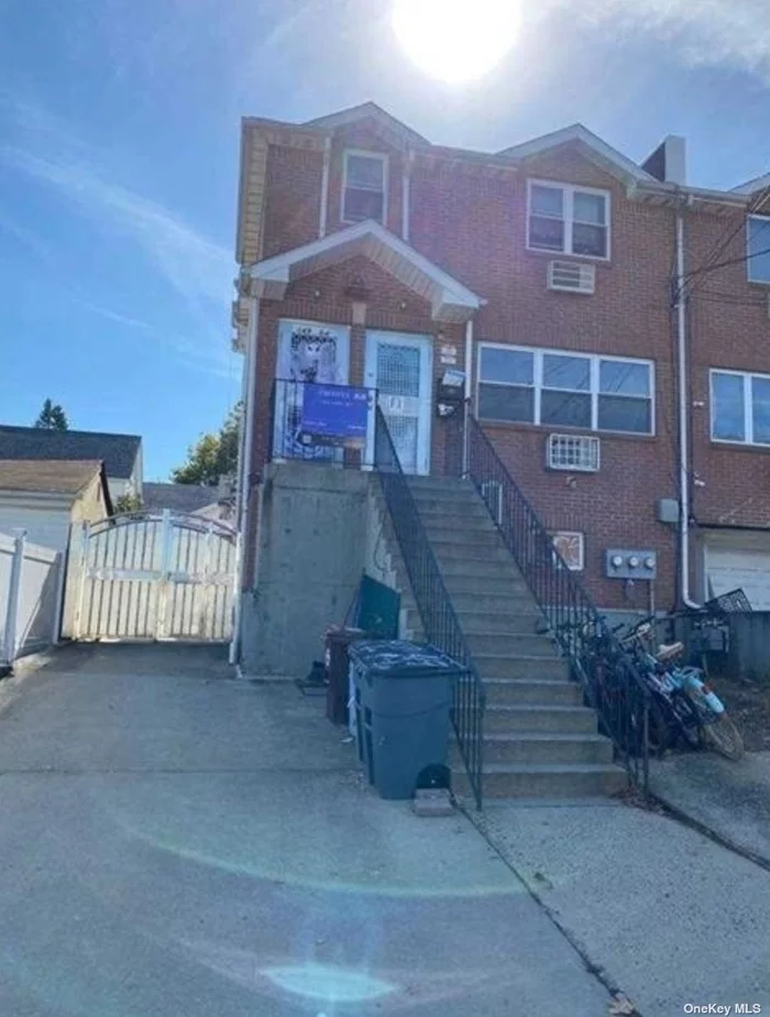 Brick 2 Family Semi-detached house for Sale. It features 7 bedrooms and 4 full bathroom, 1 Det. Garage, Hardwood Throughout. Lot 29X100, Building 21*44, Building Sf 2520. Few steps away from Q65 bus station and Walk Distance To Main St.