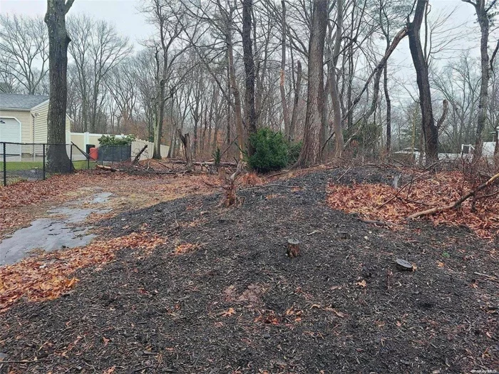 Level wooded lot in desired Smithtown Pines.