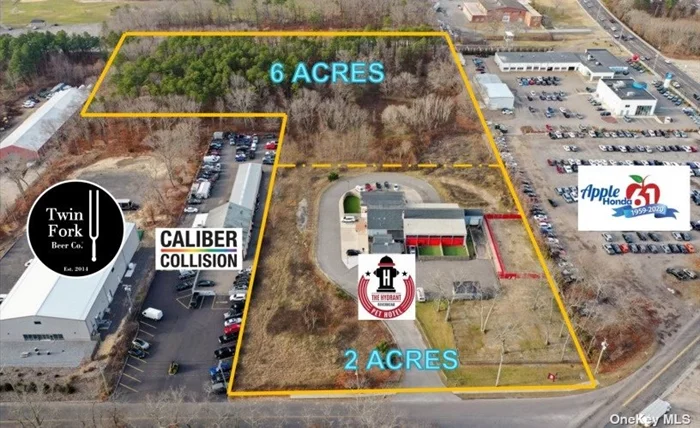 Incredible Opportunity to purchase 8 Acre Investment + Redevelopment Site. This property consists of a total of 8 acres zoned Industrial C and is comprised of 6 Acres that are currently being sub-divided plus an additional 2 acres that contain a 7, 690 SF Building occupied by The Hydrant Pet Hotel. Tenant has a ten- year triple net lease expiring on 8/31/2031 with 3% increases in rent per annum. Located in the Thriving Riverhead Area at the Crossroads Between the North Fork and The Hamptons! Perfect for Self Storage, Warehouse, Auto, Horse Boarding or Similar Use. Potential Incentives through the Suffolk County Industrial Development Agency.