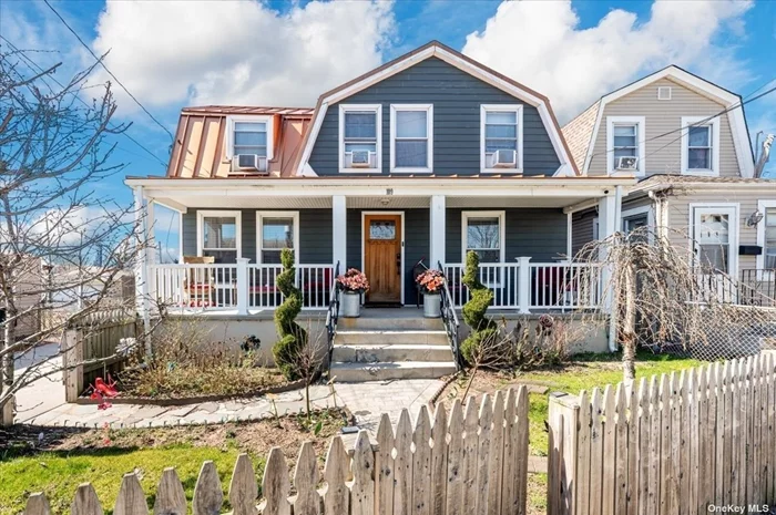 Home was Completely updated in 2016 while maintaining the charm of the old. This 4 Bedrooms 2 full bathrooms & open plan living , dining & kitchen. Porches back & front. on an extra large lot with a driveway large enough for many vehicles. Low Taxes & NOT in the flood zone. Walking distance to the lirr .