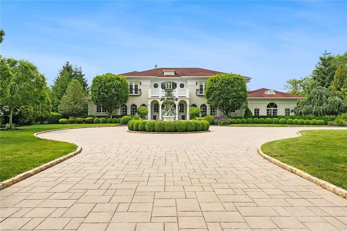 A captivating blend of Hamptons luxury and European elegance on 1.5 pondfront acres in Southampton, NY. The grand custom estate built by a renowned local builder offers 3 finished levels of high-end craftsmanship with tasteful moldings, vaulted/coffered ceilings, 3 fireplaces, multiple balconies, and oversized windows. First floor highlights include the double-height foyer and great room; living room; formal dining; library/office; guest suite; the expansive primary suite with a marble bath, soaking tub, steam shower, radiant heated floors, and walk-in closet; and the stunning chef&rsquo;s kitchen with top-of-the-line stainless appliances, quartz counters, a breakfast area, and a butler&rsquo;s pantry. A grand staircase leads to the second floor with 4 ensuite guest rooms, a sitting room, and a secondary laundry room. The lower level is built for entertaining with a large recreational room, gym, bar with seating area, media room, full bath, and unfinished storage space. Outdoors, enjoy the pond views and privacy from the fenced-in manicured grounds, heated gunite pool, and stone patio with a built-in kitchen, fire pit and multi-tiered seating areas. Additional details include a full house generator, a 3-car heated garage, and the gated custom paver driveway with an elegant water fountain.