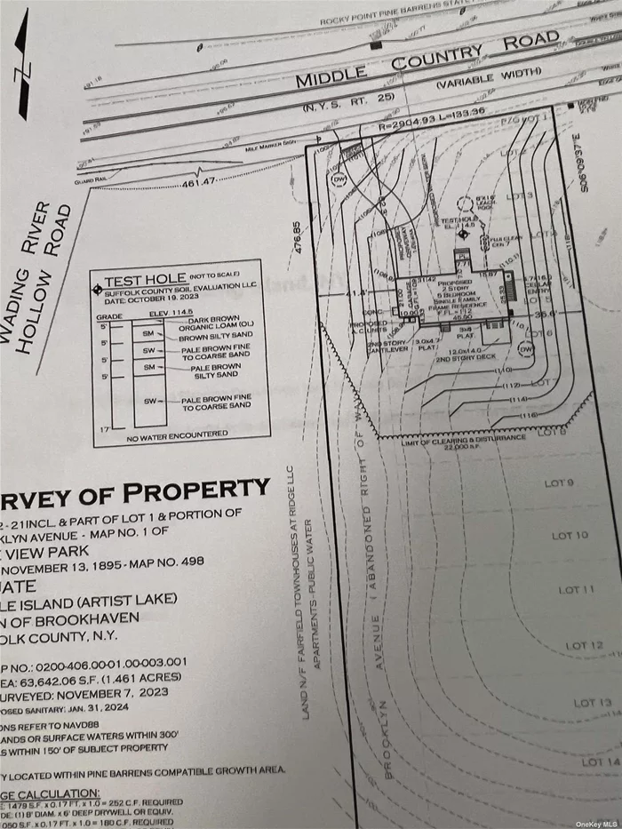 1.46 Acres, with Suffolk County Board Health & Town of Brookhaven Planning Board approval.
