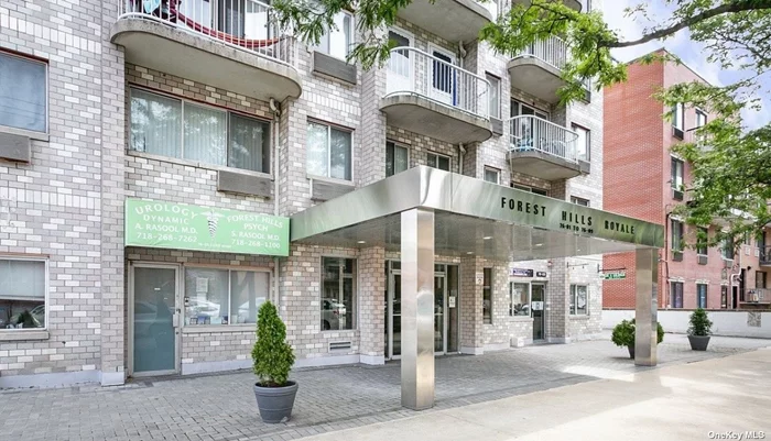 RENOVATED SPACIOUS 2-BEDROOM/2-BATH CONDO WITH BALCONY AT THE FOREST HILLS ROYALE. WASHER AND DRYER IN UNIT, ELEVATOR IN BUILDING. FOR ADDED CONVENIENCE, THE CONDOMINIUM IS EQUIPPED WITH 3 SEPARATE A/C AND HEATING UNITS, AND A VIDEO INTERCOM SYSTEM FOR ENHANCED SECURITY.CONVENIENT WALK TO E/F SUBWAY LINES, LIRR TRAIN, BUSES.