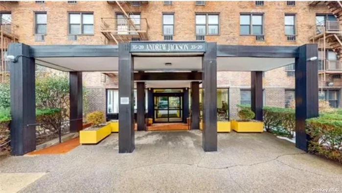 The Andrew Jackson, a full service condo building conveniently located in the heart of Jackson Heights. This particular unit has 1 bedroom, 1 full bathroom and building amenities such as in-ground pools, 24hr doorman, package room, mail room, bike storage, storage rm, parking garage, and gated outdoor sitting area. Close to all trains, (E, F, M, R, 7) and major bus hub. Mins from Laguardia Airport. Close to all shopping, restaurants, schools, and farmers market. Location! Location!! Location!!!