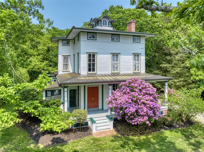 Meticulously restored and maintained 19th C Italianate style residence, beautifully set on elevated 1.25-acre lot. Built around 1850 by Silas Horton and occupied by his descendants until the 1960&rsquo;s. original wrap around porch, 17.5&rsquo; floor to ceiling windows, ornate Cupula, marble fireplace mantles, original wide floorboards, in-tact period moldings, trims, banisters, and doors. Large, updated kitchen and baths, wood burning fireplace, large walk-up attic. Rarely does a house of this vintage and quality become available.