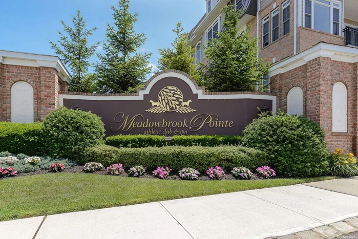 Welcome Home to 458 Pacing Way at Meadowbrook Pointe in Westbury. A luxury gated community. This elegant 2 bedroom and 2 bathroom Devon model spans 1461 square feet and features high ceilings, with walls of windows allowing natural light to shine in. An open floor concept flows seamlessly to the custom kitchen with cherry cabinets , granite countertops, stainless steel appliances, and a designated dining area. The primary bedroom suite offers a spacious bathroom with a shower, a soaking tub, a walk-in closet, and a second closet. The balcony is accessible from both the living area and the primary bedroom. I garage parking spot as well as a storage cage is included. There is ample outdoor parking. The second bedroom can also serve as a den or a home office, adjacent to a full bath. As you discover the newly renovated 25, 000 sf clubhouse, there are a host of luxurious amenities.2 outdoor pools, 1 indoor pool, a sports bar, spa, salon, state-of-the-art athletic club, theater, billiard room, card room, tennis courts, bocce ball court, library, cafe, and ballroom. Experience luxurious living at its finest. Come enjoy a lifestyle of comfort and convenience. You deserve it!