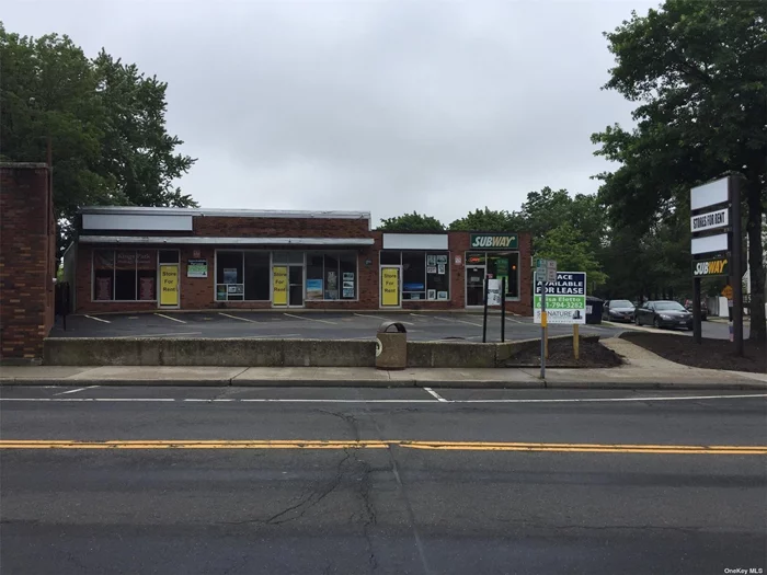 Two Great units located in the heart of Kings Park on Main Street. Shopping center with its own parking lot & municipal lot down the block. Building was approved for face lift plus sewers will be here soon, lines put in.