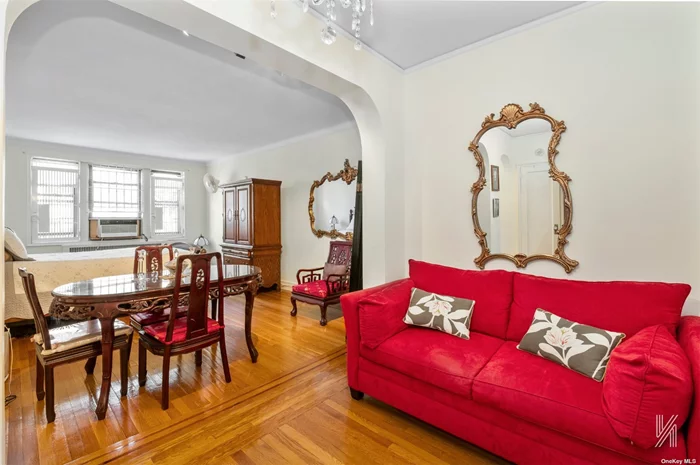 Located at the heart of the Jackson Heights Historic District, this beautiful home at Belvedere East offers a spacious studio with excellent prewar details. The top floor unit features high ceilings, plaster walls, moldings, and hardwood floors, creating a luxurious feel. Upon entering, you are greeted by a foyer that&rsquo;s big enough for a loveseat and could also serve as a reading nook. The foyer leads to the vast living space that can accommodate a king-size bed. You can also divide the area to create a dining area or home office. There is ample storage space in three large closets located along the hallway. The kitchen is equipped with fresh white cabinets, ample counter space, and a dishwasher. The bathroom, with a pedestal sink and black tiled flooring, is tucked away for privacy. The maintenance cost of $518.77 includes heat, hot water, and taxes, while there is an additional assessment of $102 per month. Belvedere East is a well-maintained cooperative apartment building with a charming landscaped interior garden. The basement offers storage, laundry facilities, and a bike room. The building is pet-friendly, allowing one pet of up to 40 pounds, and is located near restaurants, shopping, and subway transportation. The building also allows subletting for specific family or economic reasons, up to two years after 18 months of residency. This is a fantastic opportunity that you shouldn&rsquo;t miss!