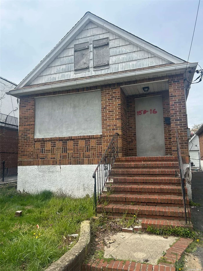 Cute Brick home in Howard Beach. with full basement with OSE and unfinished Attic, Needs TLC. Opportunity to renovate or reconstruct. Sold as is. Interior access available, Cash or hard money or conventional mortgage