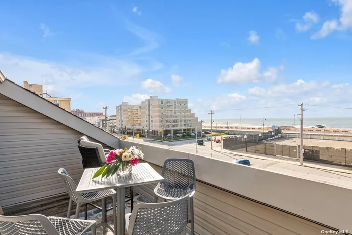 This Beautiful Upper unit 3 Bedroom Townhouse features an updated kitchen with stainless steel appliances 2.5 baths with ocean views from floor to ceiling windows located across street from beach/boardwalk, The 2nd level has a large main bedroom with en-suite with walk in closets with private terrace overlooking ocean.3 private parking spots. Pet friendly.