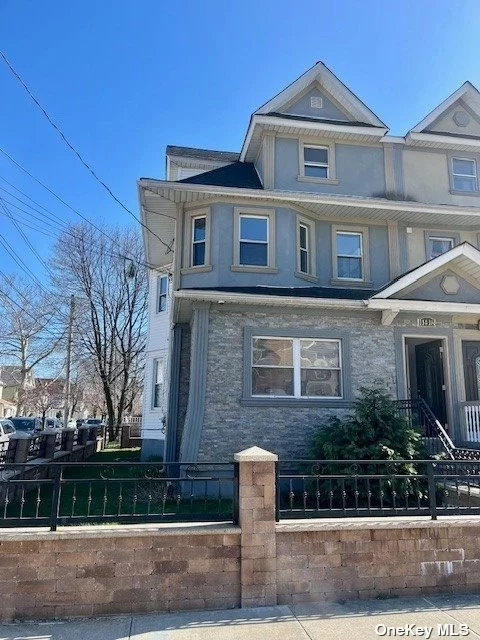 Nice size Corner property semi attached legal 2 family home. Lg 2/3rd floor duplex, 1/2 Bedroom first floor with partially finished basement. Private Garage