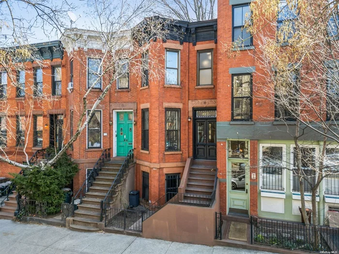 Gather your team; this two-sided bayfront, red brick, and brownstone classic is ripe for reimagining. Prime Center Slope location, with many of the original details intact. 413a is deserving, not designated. Lying just outside The Park Slope Historic District and within reach of all the neighborhood offers. A serene location along leafy Sixth Avenue, close enough to the bustle of both renowned shopping and dining corridors of Fifth and Seventh Avenues, an enviable two blocks to Brooklyn&rsquo;s Crown Jewel, Prospect Park. From the outside, there is undeniable curb appeal. A dog-legged stoop double-hung entry doors, stained glass transom, stately cornice, and the gated garden and brownstone details, all of which are definitive Brooklyn Townhouse. The oversized windows with original wood shutters intact hint at the soaring ceilings within. Step into the formal entry and enter the front parlor through grand double doors within the owner&rsquo;s duplex. Beautiful woodwork, crown moldings, and two ornamental mantles, intact.  Through a center galley kitchen, the rear-facing formal dining/den, an old doorway to a deck exists that once was and should be again. This parlor floor is duplexed with the level above. A two-bedroom, plus a large bath and laundry, also has the same soaring ceilings, ornamental mantles, and exposed brick. The garden level can stand alone, a floor through with rear garden access, and many of the exact details are intact. This space can be incorporated into the duplexed owner space, creating a grand residence. Both units have access to a full cellar currently used for storage.