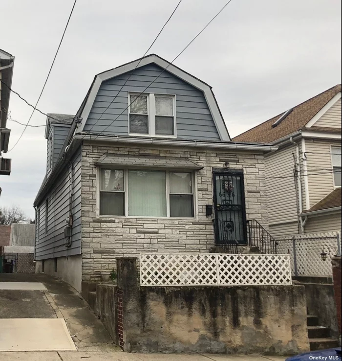 CALLING ALL HANDY PEOPLE! Endless possibilities for this detached 1 family located in the Maspeth Plateau. This home is currently set up as 4 bedroom with full finished basement with separate entrance. Located within a short distance of 69 street and Grand Ave stores, restaurants and transportation. Conveniently located near the Q67, Q18, Q58, Q59 bus lines. BONUS- no alternate side of the street parking. Home is being sold AS-IS. Survey available upon request. All information is approximate and must be confirmed by the buyer/and or the buyers representatives.