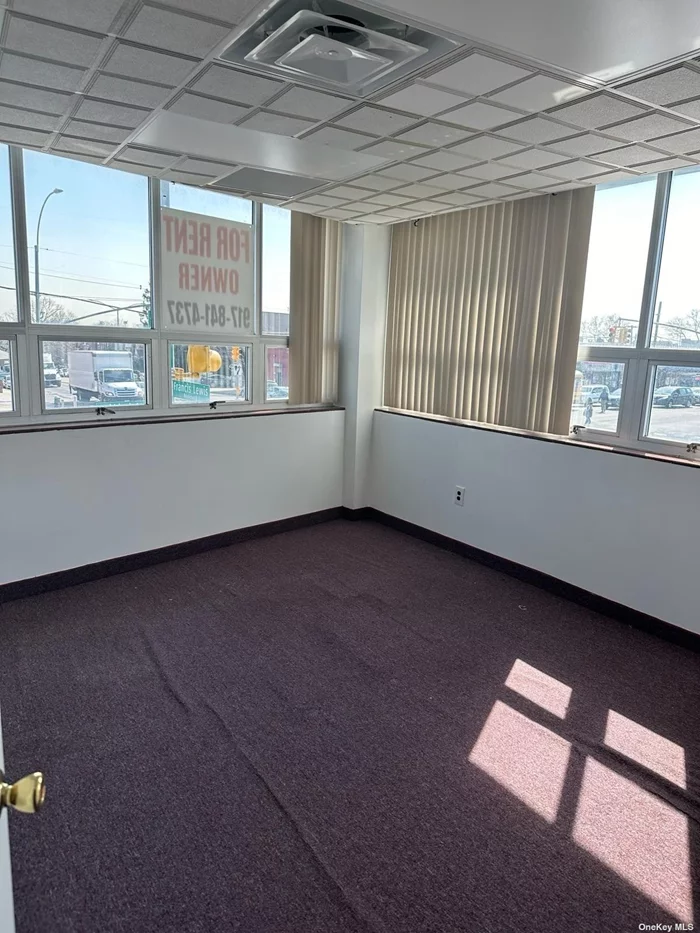 Excellent 900sqft 2nd fl office space at the corner of Hillside Ave/Francis Lewis Blvd. Good for any professional office. Currently has 2 private offices, a reception area, and a shared bathroom set up. Central heating & cooling system, security system. Tenant pays for Electricity and Gas. Heavy foot traffic, excellent visibility, close to buses, shops and more. Available to move in immediately.