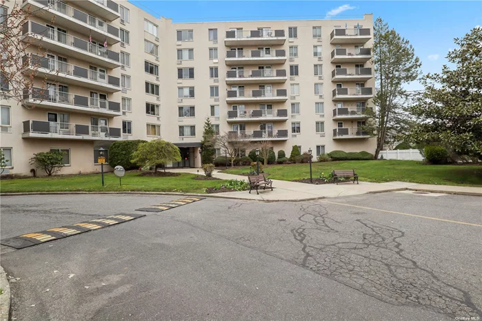 A completely renovated Move-in ready 1 bed Condo. Well Kept! From flooring to lighting looks practically brand new! Set back off Post Ave this quiet corner unit has its own private terrace, includes heat and cable/wifi, parking spot, community IG pool, doorman and storage. Great for LIRR commuters! Pet restrictions. Near Eisenhower Park and shops/restaurants.