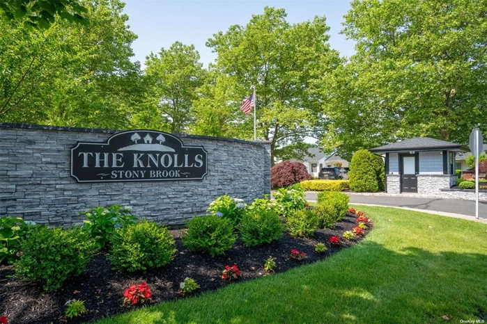 Welcome to The Knolls, a vibrant 55+ community. This bright and light open floorplan consists of two bedrooms and two bathrooms. This lovely one-level home has a generously sized living room/dining room for entertaining, a sunroom with a skylight, an eat-in kitchen with oak cabinets, and granite countertops. There is a laundry closet and access to the one-car garage. The primary bedroom has dual closets and access to the updated full bathroom. This condo has four solar tubes for natural lighting. Other features are: Rheem HVAC/heat pump (2012), AO Smith hot water heater (2008), laminate flooring throughout, and freshly painted. Low monthly maintenance of $355 includes basic Optimum cable, Wi-Fi, water, landscaping, garbage, and snow removal. There is also a clubhouse with a community room and activities inside and out. Heated saltwater pool, bocce court, shuffleboard, pool table, and ping pong. Pet-friendly (1 pet max 30 lbs.). Close to shopping, dining, parks, and the beach.