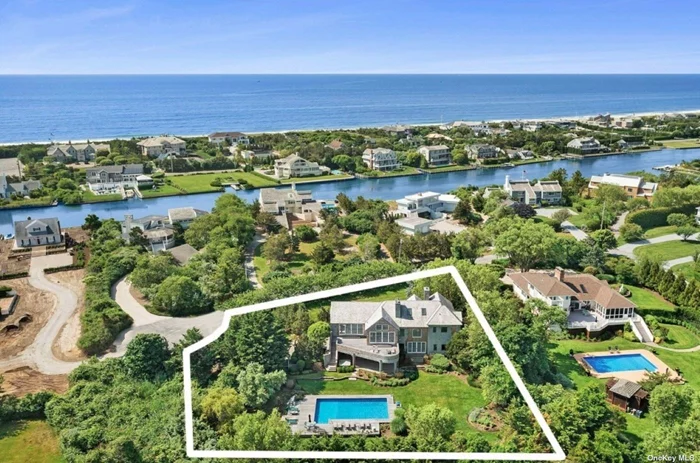 Just entirely renovated in 2023, this fabulous cedar shake custom-built home in Quogue&rsquo;s Estate Section is nestled on 1.1 acres of beautifully landscaped and private grounds. The open and light-filled floor plan features a generous living room with gas fireplace, dining room, kitchen space with vaulted ceilings that opens up to an expansive outdoor deck overlooking the backyard. A staircase leads to a private office/den with ocean views. The primary suite is a luxurious retreat, boasting a private balcony, fireplace, walk-in closet, and a spacious bathroom with a soaking tub, dual showers, and dual vanities. Additionally, there are three en-suite bedrooms for guests, along with a den or optional fifth bedroom, a laundry room, and a two and a half-car garage. Step out to the backyard with spotless manicured grounds, expansive mahogany decking, a heated pool, hot tub, sauna, and an outdoor shower. Conveniently located near the beach, village, and golf course, this property comes with the added benefit of low Quogue taxes.