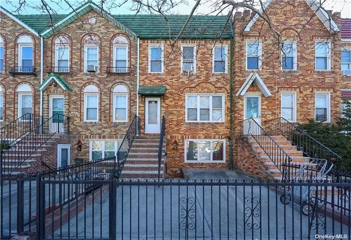 Introducing a stunning attached 2-family brick house located in the desirable neighborhood of Sheepshead Bay/Marine Park. This property is well-maintained and has two stories above a walk-in level. Enter the walk-in level to discover a charming duplex layout. The ground level comprises a generous living space with new floors, a newly renovated kitchen, a dining area, and a new full bathroom. Ascend the stairs to the first floor and find 3 bedrooms and another full bathroom. The second floor features a spacious unit with 2 bedrooms, a living room, a well-appointed kitchen, and a full bathroom. Enjoy the comfort of having split central air conditioning. There is a laundry area with a washer and dryer available for convenience. Step outside from the walk-in level into the backyard, offering outdoor space for relaxation and entertainment. The home is complemented by a community driveway and a double detached garage, providing ample parking and storage space. Building size 18*40 over lot size 18*100. Annual tax of $7, 558. Just minutes away from the bustling Avenue U business district, this property offers convenience and accessibility to a plethora of shops, restaurants, and amenities. Public transportation options are also readily available, with the Q Train, B3, B31, B36, B100 and B44-SBS buses nearby.