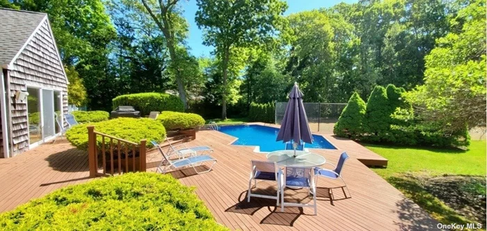 The Hamptons Awaits !! Enjoy July in this in the Bucolic Hamlet of Remsenburg. Enjoy your private getaway in the Beautiful 4 bedroom, 3 bathroom home located in the Charming Hamlet of Remsenburg. This Hampton hideaway includes a heated pool expansive mahogoney decking for entertaining, Har-tru Tennis and 2 wood burning fireplaces. This home can be yours for the month of July, take the month and relax in your private lush acre of Tranquility 10 minutes to Village Shopping, Dining and Beaches Call for your private tour