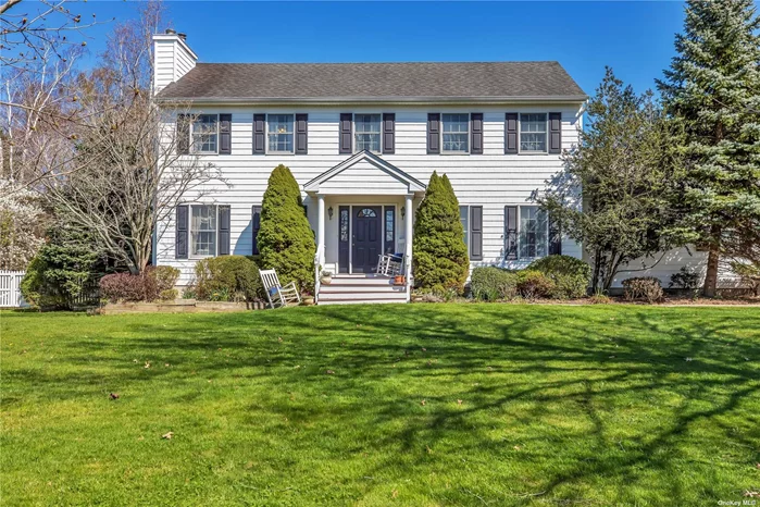 This well-appointed, young Center Hall Colonial is located in the desirable Angel Shores section of Southold. This 4 bedroom, 2.5 bath home includes an oversized primary bedroom with its own sitting area and a fourth bedroom located on the first floor which is currently being used as a den. A focal point is the .69 flat acre property and the serene yard which is surrounded by preserved land for optimal privacy - ideal for entertaining! There is also exclusive access to the Angel Shores private sandy beach, available to residents only. Features including a spacious eat-in kitchen with center island, inviting dining room, living room with fireplace and gleaming hardwood floors, complete this special home. Don&rsquo;t miss the opportunity to make it your own!
