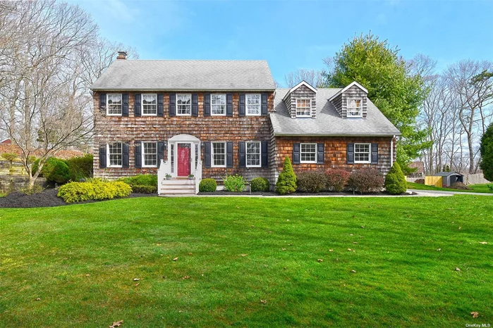 Welcome to 7 Russell Drive in Wading River. This custom built Nantucket Style Center Hall Colonial features a welcoming entry foyer, cozy living room, formal dining room, spacious den with wood burning fireplace and entry out to resort style back yard with inground pool and decks. The large eat in kitchen is a wonderful gathering space for friends and family. Laundry room and powder room are right off the kitchen plus the stairs up to 4th bedroom, (aka guest room, nanny quarters or gym). Primary bedroom with private bath and walk in closet along with two additional large bedrooms and full bath occupy the second floor. In the basement you will find a tremendous, very clean, unfinished space that you can complete to your own liking. Central Air, Security System and Inground Sprinklers are just some of the other amenities offered. This one is a true beauty!