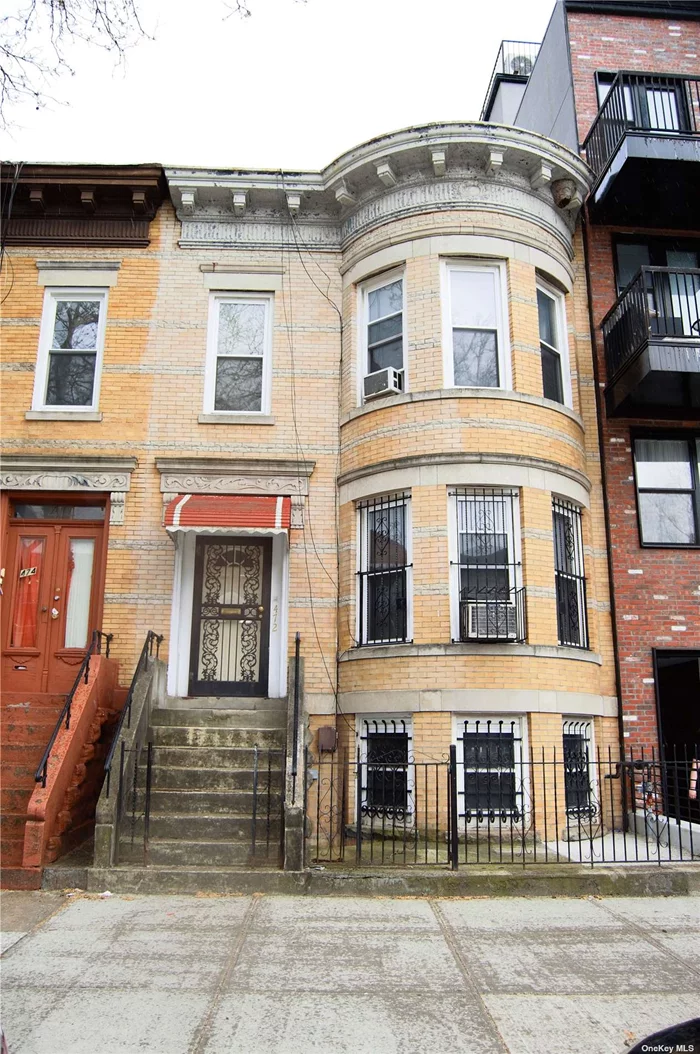 Are you an investor looking to expand your portfolio? Look no further; Welcome to 472 Irving Avenue; Filled with original charms, this 3-story brownstone boasts tons of potential with 3, 300 square feet of living space and an R6 zoning which makes it an investor&rsquo;s delight. Located in one of the most desirable neighborhoods in Brooklyn, Bushwick - Edgy and increasingly hip, Bushwick is an evolving area marked by vibrant street art, art galleries, and restaurants.  As you enter you will be greeted by exquisite architectural elements including built-ins such as carved wooden staircase, stained glass skylight, pocket doors, wooden framed wall mirror with columns and more. The first floor boasts a spacious formal living room, formal dining room with pocket doors, 2 Bedrooms, a kitchen, full bath, and an enclosed back porch with access to your private outdoor space. On the 2nd Floor, you&rsquo;ll find a formal living room, a kitchen, 3 bedrooms, and 1 full bath. A full-finished basement with high ceiling and its own separate entrance features a living room, bedroom, full bath, a kitchenette, and a large mechanical room with another entrance/exit to the backyard. The boiler and hot water tank are just over a year old. Waiting to be restored to its classic beauty or transform to an income producing investment, nevertheless, an incredible opportunity is knocking. NOTE: This property is being sold in it&rsquo;s as-is condition and will be delivered vacant at closing.