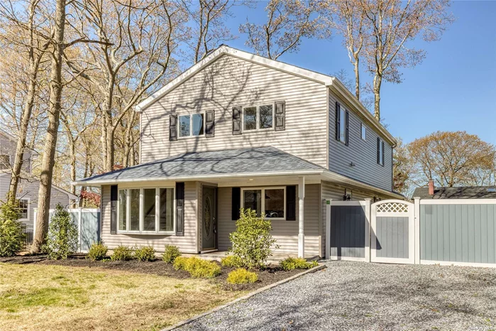This incredible, recently renovated colonial in the heart of East Moriches is a must see. It boasts 4 bedrooms. 1 bedroom on 1st fl & 3 bedrooms on the 2nd fl including the the primary bedroom w/wic & new primary bathroom. The main floor has an open floor plan for the lr & dr attached to a completely renovated kit w/ new ss appliances and a granite countertop. New staircase was also installed.There is a fully renovated bathroom on the 1st floor plus a large pantry. All flooring was updated. New cac w/heat pump. New vinyl siding and windows. Also EM school district has a choice of HS&rsquo;s WHB, ESM, CM For convenience, laundry is place on the second floor. Too much to list.