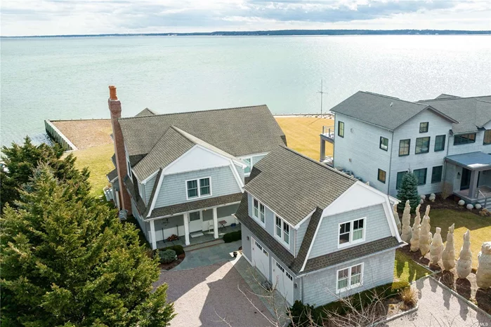 Indulge in luxurious comfort at this exceptional South Jamesport Bayfront home. This five-bedroom, five-bath estate on an acre of prime waterfront land is the ultimate retreat for those seeking the best in high-end living. As soon as you enter, be captivated by the breathtaking panoramic views of the Peconic Bay through the floor-to-ceiling windows. Elegant moldings and custom built-ins complement the open floor plan, connecting the great room, featuring a cozy fireplace and coffered ceilings, with the gourmet kitchen equipped with top-of-the-line Sub Zero and Wolf appliances. The second-floor primary suite, complete with French doors opening to a bay-viewing deck, provides a lavish sanctuary while four additional bedrooms offer ample space to unwind. This property truly has it all and is move-in ready. Don&rsquo;t let this chance to fulfill your waterfront dreams slip away. Experience the exceptional by checking out our attached video and floor plans for more information.