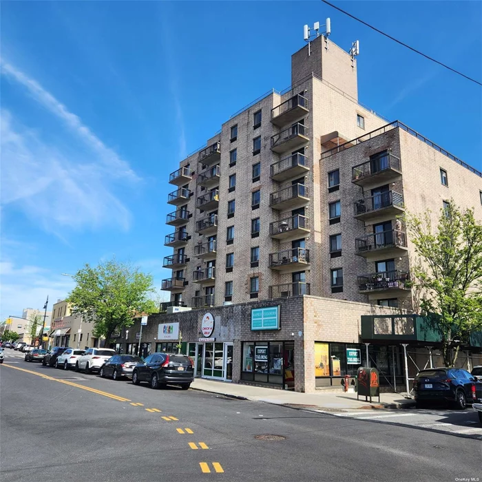 Location Location!!!!! Bayside Steps to LIRR &Bus Busy Commercial Bell Blvd & Northern Blvd Convenient All Elevator building living w/sliding door to Balcony. Washer/dryer each Floor, .