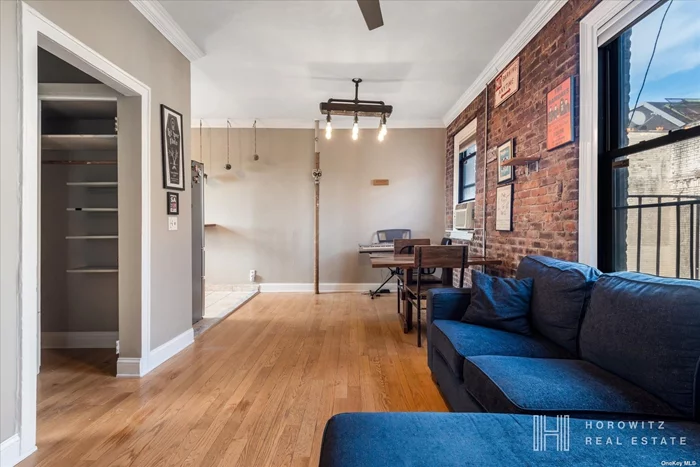 Check out this remarkable opportunity in the highly sought-after Ditmars, Astoria neighborhood of Queens. Step inside this 5th floor, one bedroom walk-up, and enter a sun-drenched haven that is both quiet and clean with beautiful hardwood floors, exposed brick & tasteful details throughout. The bright & breezy north & south windows have top floor views of the Hellgate Bridge & landscaped courtyard. Situated off Ditmars Blvd and 33rd Street, you&rsquo;ll be near world famous restaurants, nightlife, and shopping. This neighborhood has it all, including The Rock Fitness and Taverna Kyclades, with the N, W trains just one block away. Acropolis Gardens is a large co-op featuring a new on-site management company, park-like grounds, and a prime location. Pet-friendly and open to subletting after 2 years.