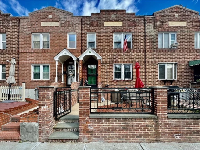 Meticulously maintained, this charming brick 2-family home features two apartments: a 2-bedroom unit on the first floor and a 3-bedroom unit on the second. House offers ample space, natural light, and modern amenities with two attached car garages and room for two additional vehicles, parking is never an issue. Located on a quiet residential street near Sunnyside and the #7 Train, with easy access to highways and just 30 minutes from Midtown Manhattan, it offers both comfort and convenience. MUST SEE!!!