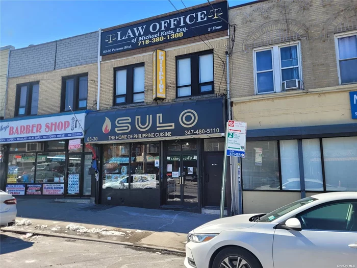 Existing Philipinies Restaurant in Prime Location. The Store Front Includes the Basemet With Large Refrigerators and All Kitchen Equipments. It is Good For Any Type of Restaurant, Bagel Store or Domino&rsquo;s Pizza. Store Can be rented for Any Other Business Such as Pharmacy, Law Office or Doctor Office. It Can be delivered Vacant. Busy Area on Parsons Blvd, with a lot of Foot traffic and Car Traffic. Off Grand Central Pkwy, Close To Saint John University and Hospital and Many other Stores.