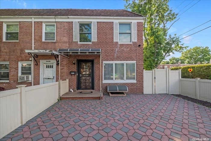 This all-brick 23-footer townhouse in Fresh Meadows is a gem! Renovated to perfection, it boasts radiant heated floors throughout, an eat-in kitchen with backyard access, and a spacious living room ideal for entertaining. The first floor features a convenient bathroom, while the second floor offers three bedrooms and a full bathroom with radiant floors. With a full basement, high ceilings, and a separate entrance- enjoy the convenience of 6 split units, a new boiler, Pella windows,  a detached garage, and a fenced yard. Close to transportation, shops, and places of worship, this home is a must-see and definitely will not last long!