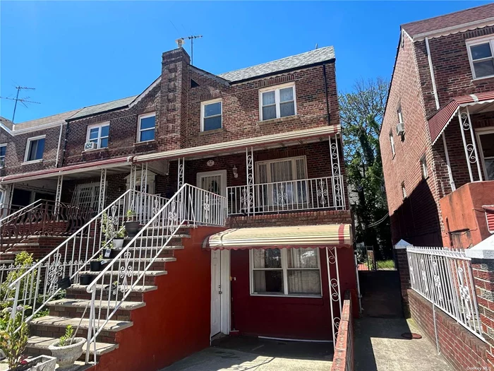 Two-Family solid brick beauty in the most ideal location in Brooklyn - near ALL amenities! This is the house you have been waiting for! This house is semi-detached with an easy access to the spacious backyard and a private fenced in front yard with private parking. The first floor unit is a renovated spacious apartment with an open concept kitchen, spacious and lighted living room, large bedroom and a full bathroom. Private entrance and a full access to the backyard from this unit makes it a perfect separate apartment. The second and third floor make up a large separate duplex apartment with Kitchen, half bath, Living & dining on one floor and bedrooms and bathroom on the top floor. This unit features a large covered porch and a back exit into the spacious backyard. This legal two-family house makes it a great investment property with an excellent location near all major amenities - medical, transport, shopping, schools, all located within walking distance. Priced to sell, this home would not last!