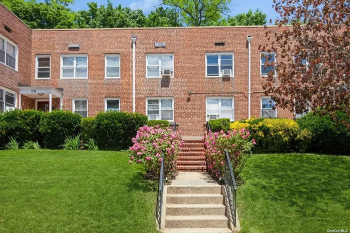 Sunny & Spacious first floor unit, in the lovey and beautifully maintained community of Roslyn Gardens. This apartment offers two nice size bedrooms, spacious living room, dining area, kitchen, full bath and beautiful hardwood flooring. Parklike and peaceful location steps to train station, shopping and dining. Laundry onsite which has been updated. Maintenace also includes taxes! Great location, sunny, clean and spacious! Come see this lovely apartment in such a beautiful setting!