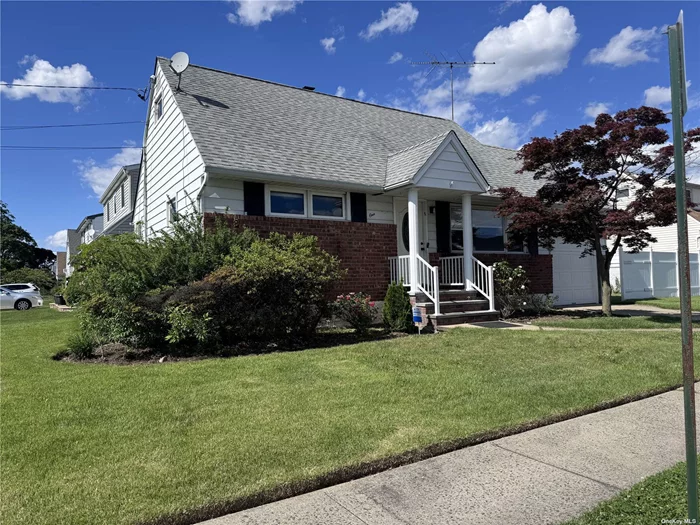 Cape house for sale in Hicksville . Dead end street. Low taxes. 4 bed 2 bath finished basement with outside entrance. Gas cooking & heating. Central Air. Roof few years old. Property has in ground sprinklers Corner property with attached 1 car garage.
