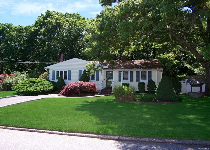 Welcome to this delightful 3 bedroom, 1 bath ranch located in the highly desirable Three Village School District. This inviting home features an eat in kitchen complete with oak cabinets, a pantry, and newer appliances. The large living room boasts a cozy wood burning stove and some wood floors that add a touch of warmth and elegance. Enjoy year-round comfort with Anderson windows and central air conditioning for those hot summer days. The primary bedroom offers ample storage with two walk-in closet and a sliding glass door that opens to a private yard. The property also includes a full basement, offering endless possibilities for additional living space, storage or a personalized recreational area. This well-maintained home combines comfort and convenience, making it a perfect place to create lasting memories.