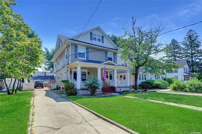 Spacious legal 2-family house on a large 150&rsquo; deep yard with detached 2 car garage and plenty of parking! Great location with easy access to Sunrise Hwy, Parkway and LIRR. Eye catching Victorian style front porch and large back deck! First floor has the 1-2 bedroom unit and the main apartment is on the 2nd floor with Livingroom, Kitchen and Formal Dining room! 3rd floor all finished with Bathroom. Finished Basement. This multifamily has 2 electric meters, 2 Gas Meters and Oil heat.