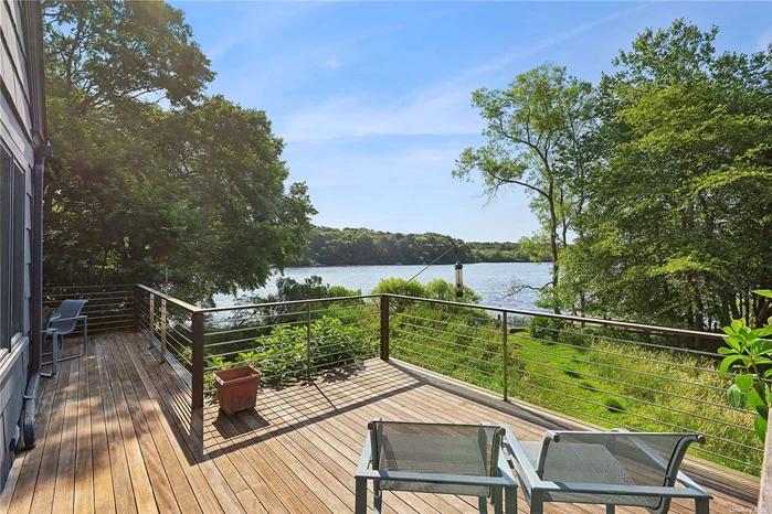 Modern Home, located on Little Fresh Pond, fantastic views. This well maintained property with many updates has three bedrooms, four full baths and four pond front decks. Property has a dock for swimming and electric boats.