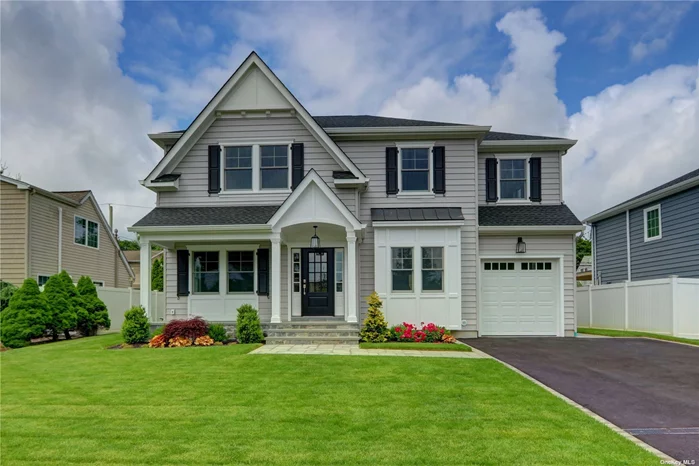 New Construction! This stunning center hall colonial in Carle Place offers a grand entrance with 9-foot ceilings and custom raised panel wainscoting. Highlights include coffered ceilings in the foyer and dining room, a chef&rsquo;s kitchen with Thermador appliances and quartzite countertops, and a spacious great room with a gas fireplace. The open layout is perfect for entertaining, featuring four bedrooms and five bathrooms, each with custom closet systems. The primary suite boasts double closets and a spa-like ensuite with radiant heat. Additional features include a finished basement, Vinyl siding, 40-year architectural roofing, Andersen 400 series windows, central vacuum, and a security system. Outside, enjoy professionally landscaped grounds with sprinklers, lighting, brick patio, bluestone porch, and a blacktop driveway. Blue Ribbon Schools