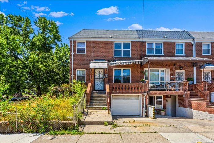 Nestled on a corner lot, this charming brick semi-attached 2-family home offers a blend of comfort and convenience. The property features a spacious layout with each unit boasting 3 bedrooms, 1 full bath, an efficiency kitchen, a formal dining room, and a cozy living room on the first floor. The second floor mirrors this layout with 2 bedrooms, 1 full bath, an efficiency kitchen, a formal dining room, and a living room, providing ample space for both living and entertaining. Additional amenities include a full basement for extra storage, private backyard/deck, a garage, and a private driveway, ensuring plenty of room for vehicles and belongings. This home is ideally situated near a variety of restaurants, shops, and essential services. Commuting is made easy with convenient access to buses (Q27, Q12, Q13) and the LIRR, offering seamless travel., Additional information: Appearance:Needs TLC, Interior Features:Lr/Dr