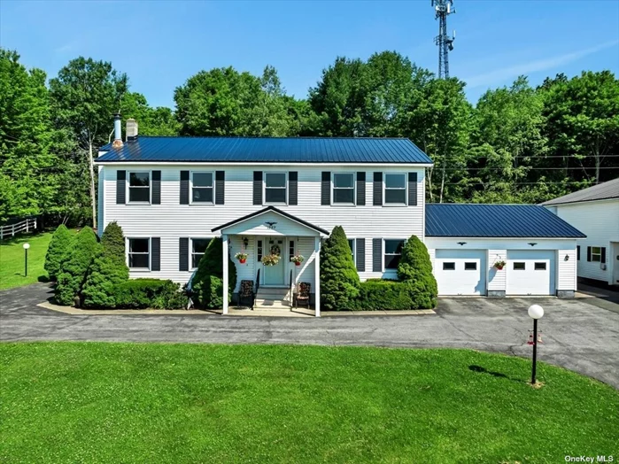 Welcome to this beautifully maintained 5-bedroom, 3.5-bath Colonial home. It boasts an inviting eat-in kitchen, a cozy family room with a wood-burning fireplace, a formal dining room, and a luxurious master suite. Additional features include first-floor laundry, a removable stair lift, and a fully finished walkout basement. A 16&rsquo; x 24&rsquo; sunroom overlooks an in-ground pool, currently covered but easily restorable. The property also offers a 2-story, 40&rsquo; x 60&rsquo; insulated custom garage with 2 car lifts, ample storage, upper viewing areas, and radiant heat-perfect for a home business or car repairs. Conveniently located just minutes from town, 20 minutes to Oneonta, and 45 minutes to Cooperstown.