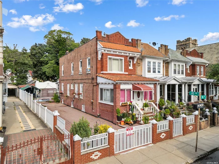 R3X Zoning. Welcome to this delightful well-maintained brick house which offers a perfect blend of classic charm and modern convenience, with ample parking spaces and minutes walk to subway (J.Z train) station. **Key Features:** - **Brick Exterior:** The house features a durable and attractive brick exterior, providing excellent insulation and low maintenance. - **Spacious Living Areas:** Enjoy the generous living spaces, including a spacious living room, formal dining room, and a fully equipped kitchen with modern appliances. - **Bedrooms and Bathrooms:** This home boasts 4 spacious bedrooms and 3 well-appointed bathrooms, ensuring comfort for everyone. - **Basement:** A fully finished basement with its own separate?entrance offers additional living space, storage, or potential for a home office or recreation room. - **Outdoor Space:** Relax and entertain in the private backyard and side yard, perfect for barbecues, gardening, or simply unwinding. - **Parking Space:** Long and wide driveway leads to a detached 2-car garage, which offers ample parking spaces. - **Location:** Situated in the vibrant neighborhood of Woodhaven, this home is conveniently located near schools, parks, shopping, dining, and public transportation options. Schedule a viewing today and experience the warmth and comfort this home has to offer.