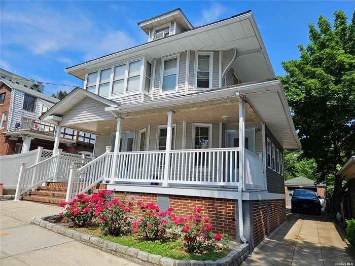 This stunning Victorian 2detached 2 family house in Woodhaven is truly magnificent that provides style and modern updates. few steps to Forest Park and close to shopping areas along Jamaica Ave and subway station. Second floor was fully renovated kitchen, dining, living room with 2 bedroom plus 2 additional bedrooms at attic. It also has an outside deck. First floor has living room, full bathroom, 2 bedrooms and a kitchen. Full finished basement. Private driveway with detached garage and a stunning landscape backyard. This property presents an incredible opportunity for end users and investors. Well maintained property!